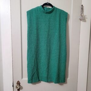 Green Tweed Mini Dress, Size L